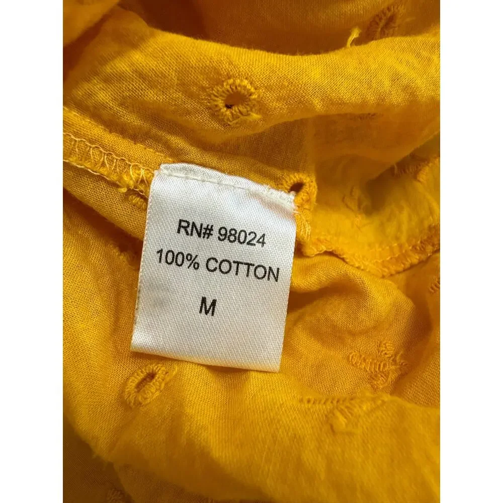 House Of Harlow 1960 Eyelet Tiered Maxi Skirt Size Medium Pull On Mustard Boho - Picture 10 of 11